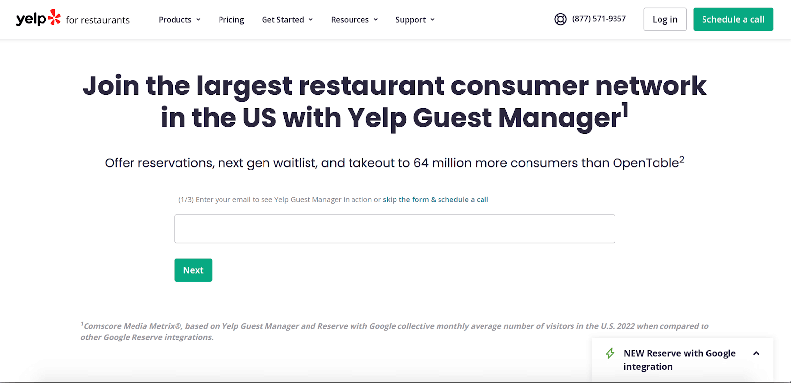 Screenshot of the best restaurant reservation software Yelp for restaurants homepage.