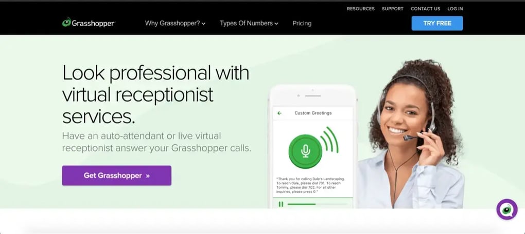 Best Virtual Receptionist for Small Business Grasshopper