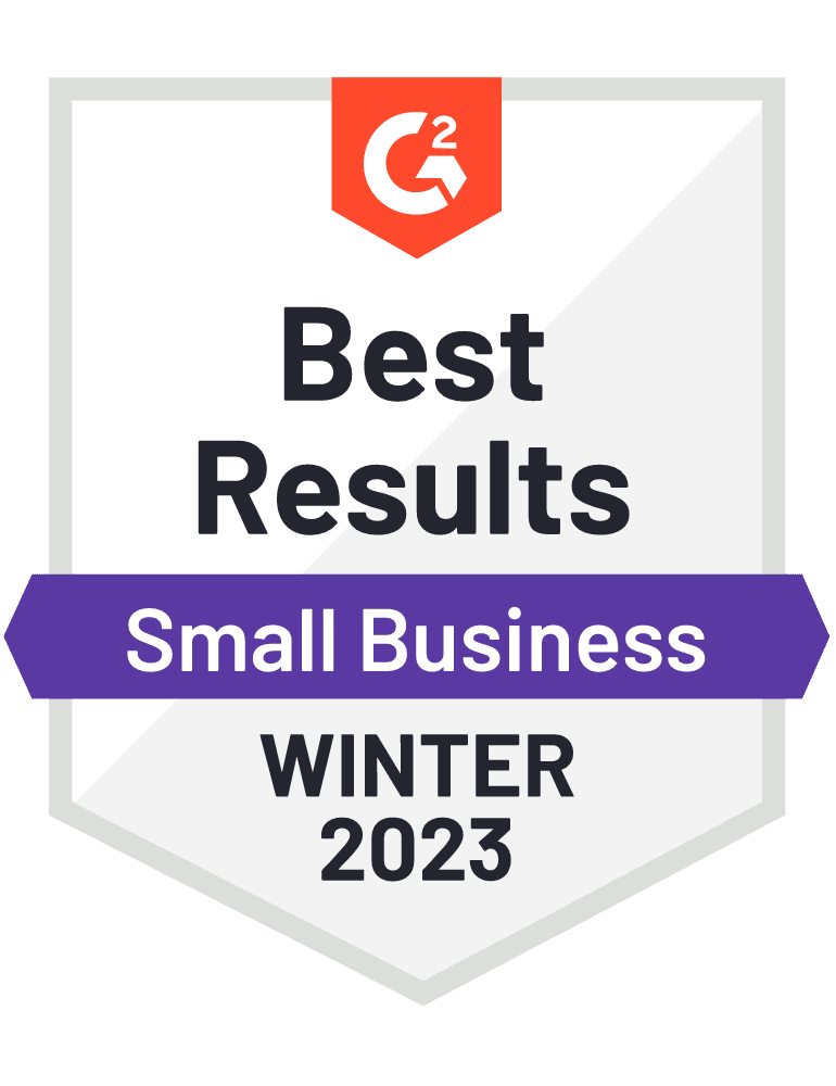 G2 Best Results Small Business Winter 2023 Award