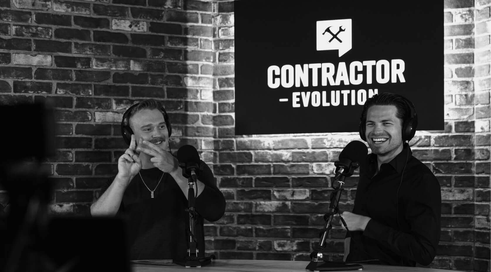 Hosts Benji Carlson and Igor Trninic in the Contractor Evolution Podcast studio.