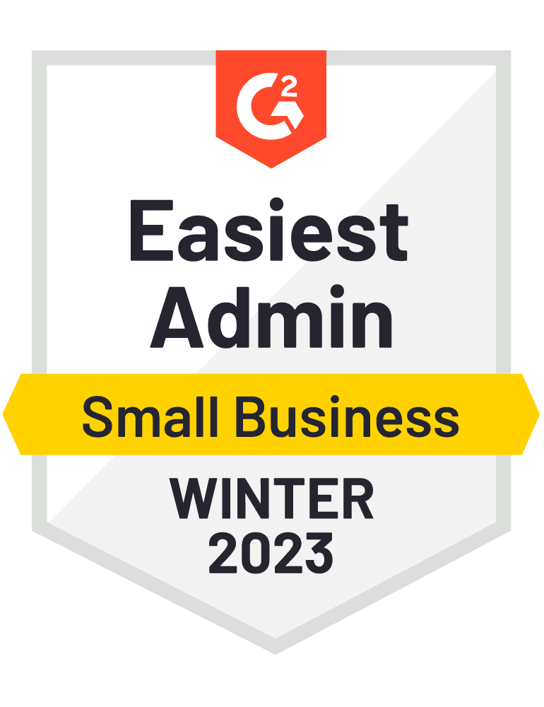 G2 Easiest Admin Small Business Winter 2023 Award