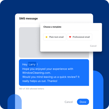 text bubble of a window cleaning review invite