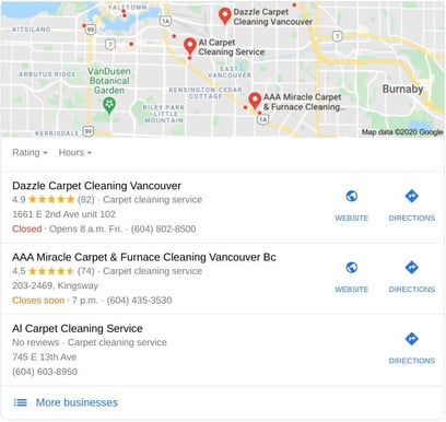 5f517a73c40fb8563009d1cb_Google My Business Local Snack Pack - Carpet Cleaning