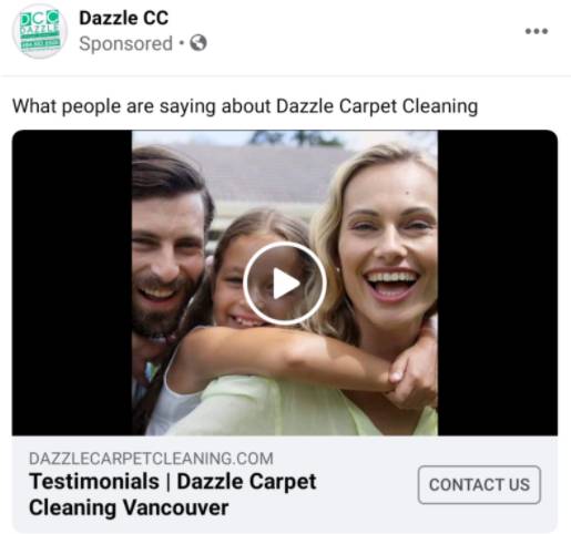 cleaning company promoting reviews on facebook