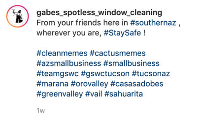 600b79b642f514a7388311f7_Screen Shot of Gabes Spotless Window Cleaning showing how to use location hashtags