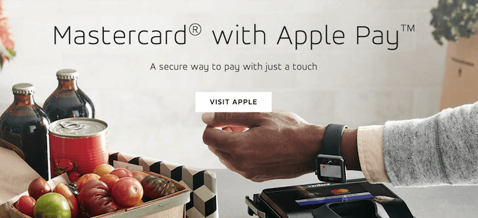 Example of co-branding opportunities with Mastercard and Apple Pay.