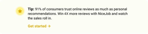 A tip that says 91% of consumers trust online reviews as much as personal recommendations.