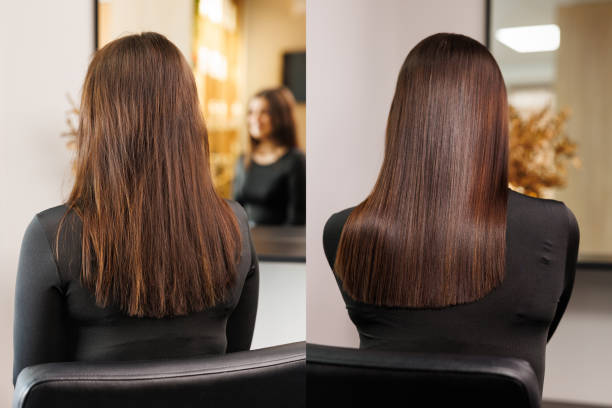 Before and after picture of hair styling sent to client with NiceJob review requests