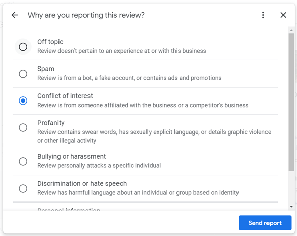 Google Business Report a Review