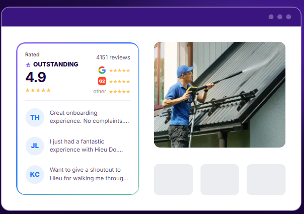 NiceJob's social proof feature displaying reviews on website