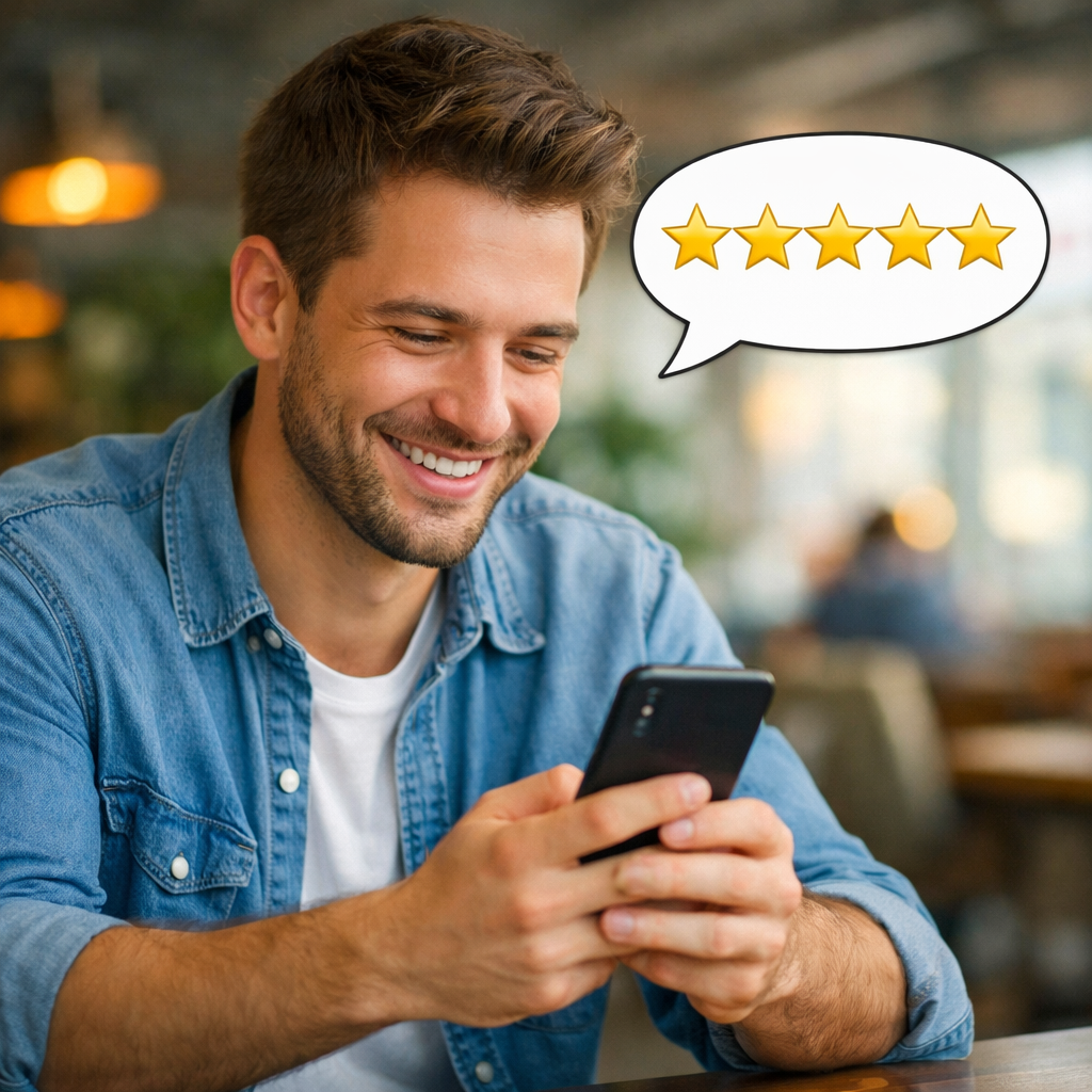 5 Star Review with Speech Bubble and Stars-1