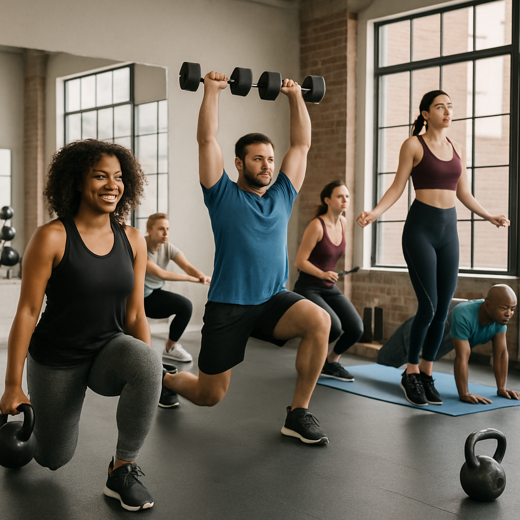 fitness studio with members