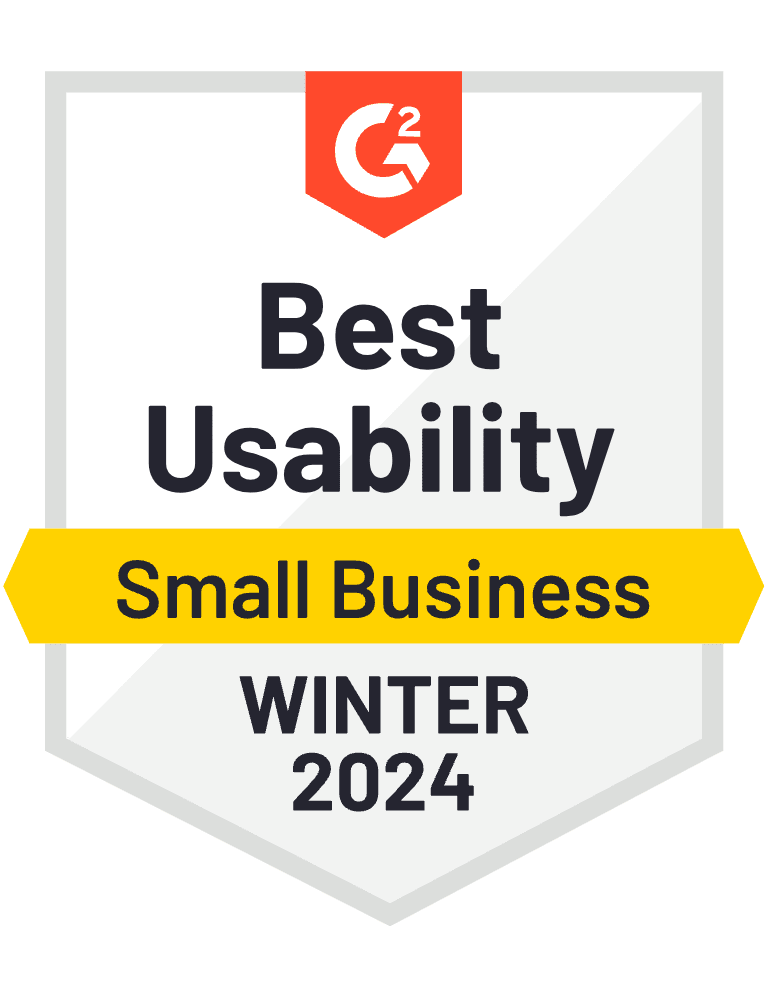 G2 Best Usability Small Business Winter 2024 NiceJob Award