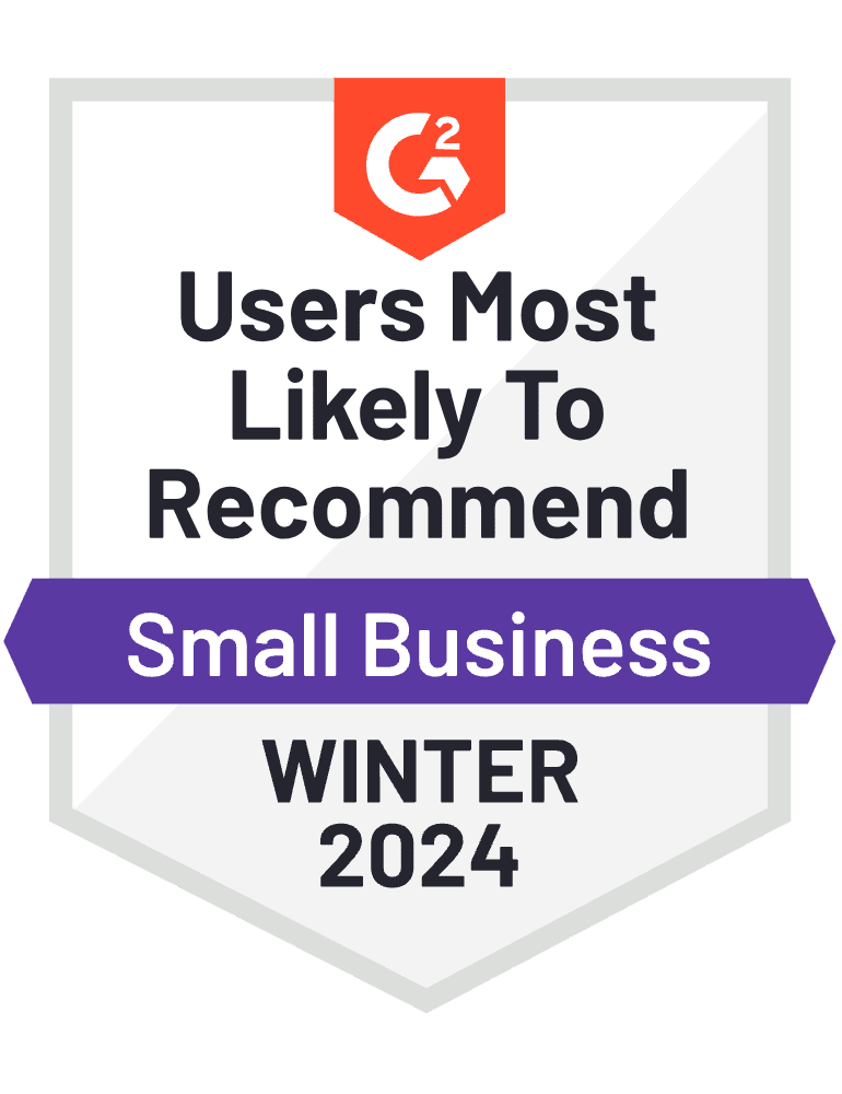 G2 Users Most Likely to Recommend Small Business Winter 2024 NiceJob Award