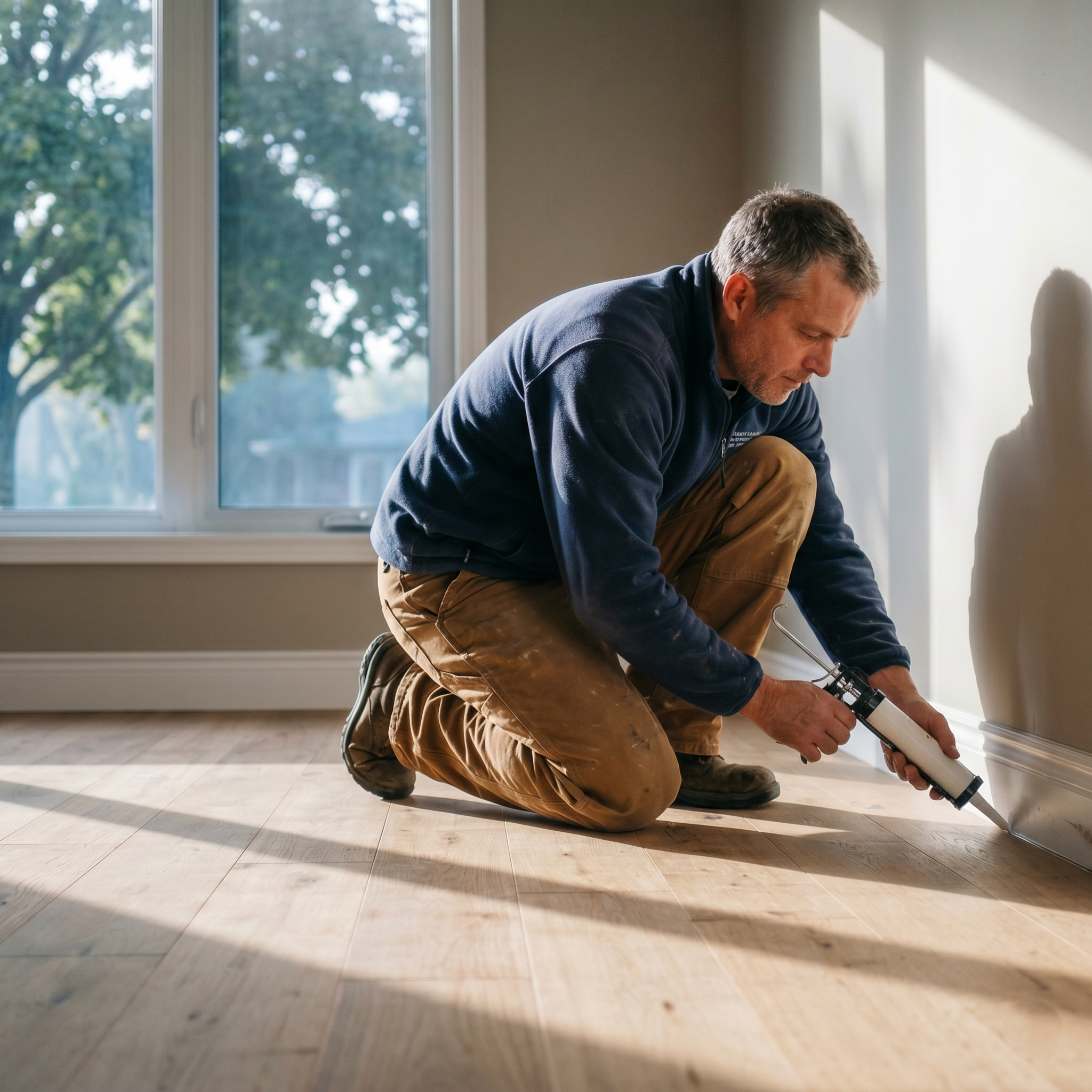 contractor caulking sideboard