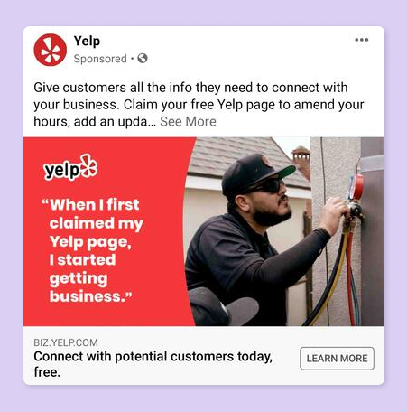 An example of Yelp doing reputation marketing on Facebook.