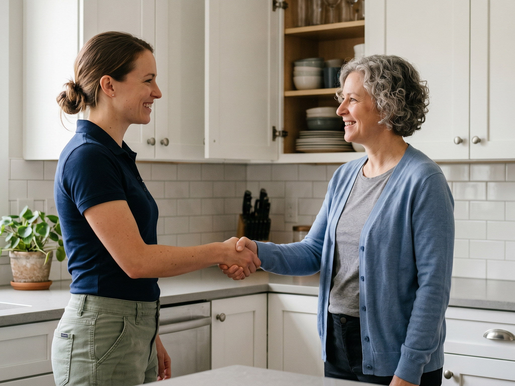 kitchen contractor handshake owner
